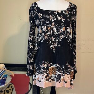 Free People Black Floral Mini Dress